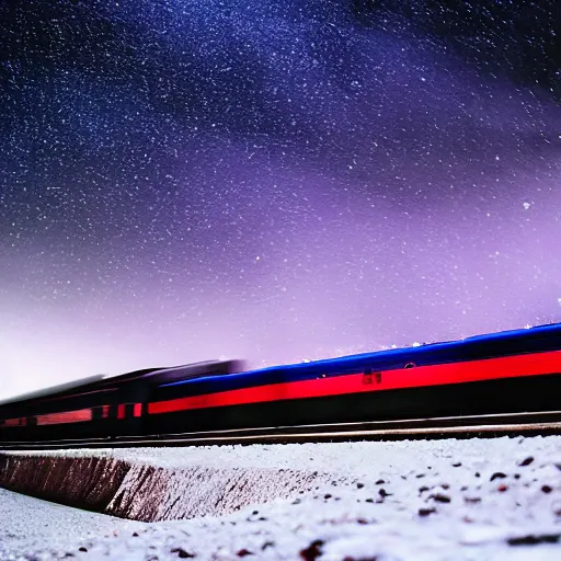 Image similar to a night train rushes through the milky way, winter