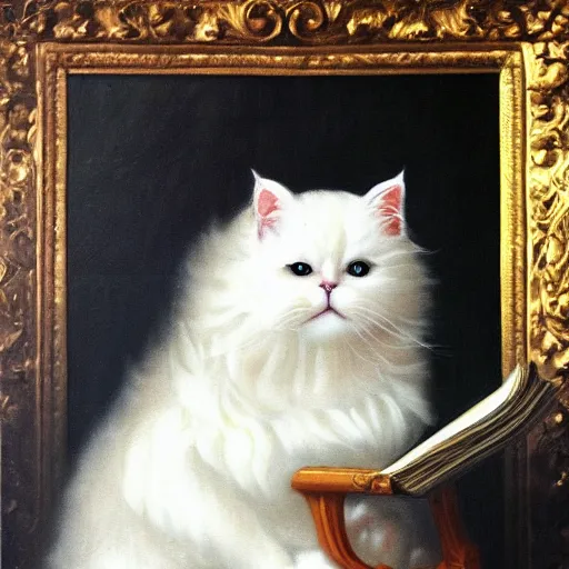 Oil painting of pastel renaissance painting of grumpy cat,by hsiao