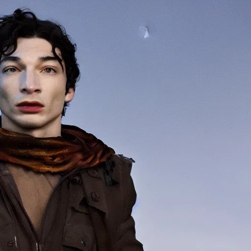 Prompt: terrifying ezra miller as flash forest scenery, full moon, illuminated lighting, highly detailed, 4 k