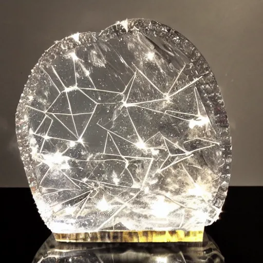 Image similar to abstract carved crystal sculpture of a galaxy