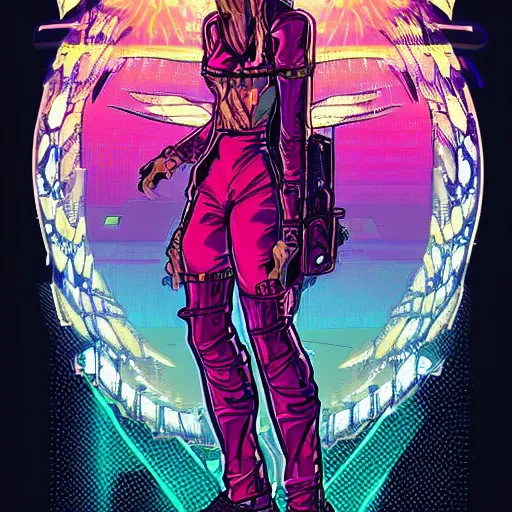 Prompt: Portrait of a cyberpunk fairy wearing cyberpunk clothes, fairy wings, retrowave, trending on artstation, very detailed, realistic, by Moebius, Laurie Greasley, Alphonse Mucha