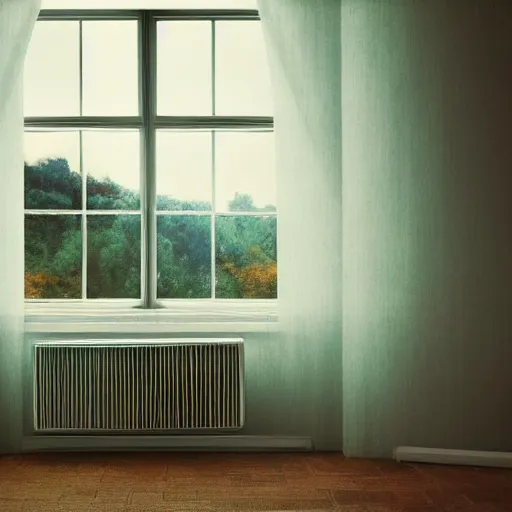 Prompt: an air conditioner above a window in a teenager's room leaking dirty water, blurred, faded, depth of field, ultra realistic, very detailed, by gerhard richter, neo rauch and nadav kander, 8 k hyper realistic detailed cinematic still