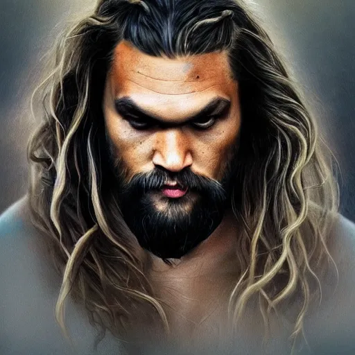 Jason Momoa with braided blond hair, twisted braid, | Stable Diffusion ...