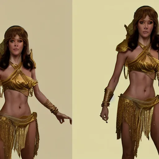 Image similar to young jane fonda as dejah thoris : : octane render, unreal engine 5, cinematic lighting