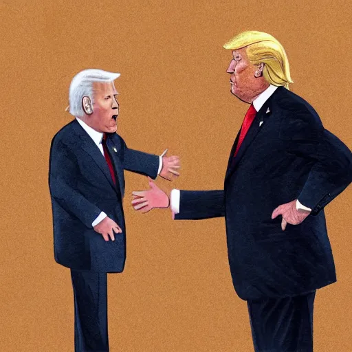Prompt: portrait of Joe Biden and Donald Trump shouting