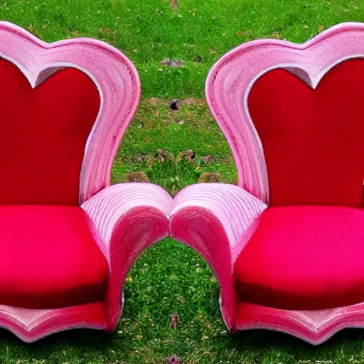 Prompt: a heart chair in the color of pink and red n - 9