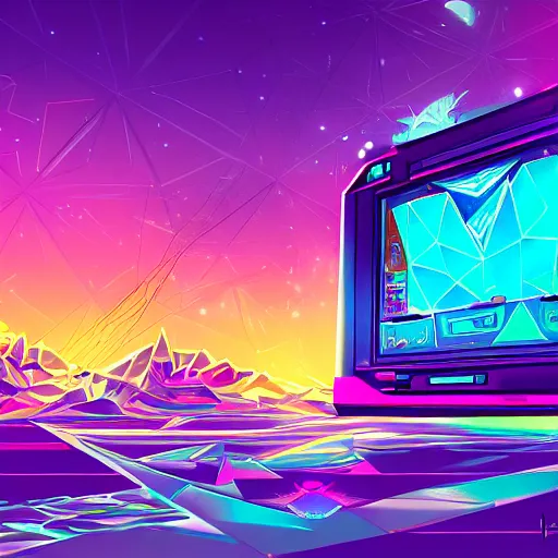 Prompt: diamond gem, epic retrowave art, trending on art station