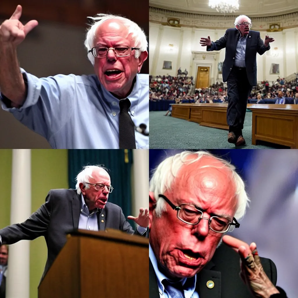 Prompt: Bernie Sanders turns into the incredible hulk! while speaking on the congress floor, Associated Press Photo