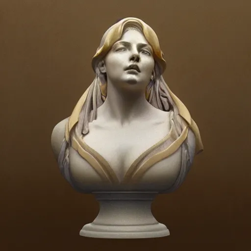 Prompt: beautiful lifelike award winning marble statue bust of big mac hamburger trending on art station artgerm greg rutkowski alphonse mucha museum quality cinematic atmospheric