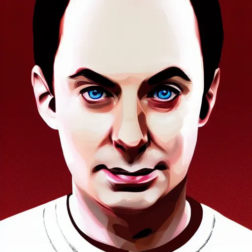 Image similar to Sheldon Cooper of The Big Bang Theory by waveloop, artstation, Ricardo Rodrigues, digital art