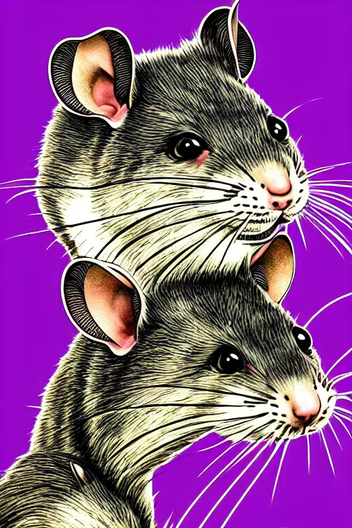 Prompt: fulls of rats. pop art, pixel, ultra realistic digital art, concept art, animal, smooth intricate, sharp focus, three colors, classic, paper border, elegant, 4 d, watercolor pencil + ink drawing, art by artgerm and richard hamilton and mimmo rottela and bengus