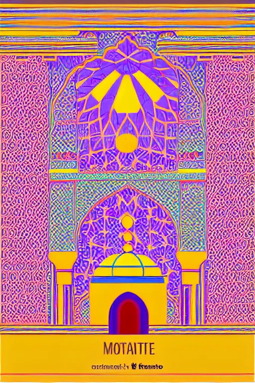 Image similar to minimalist boho style art of colorful mosque, illustration, vector art