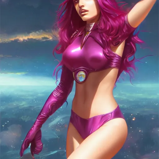 Image similar to ultra realistic illustration, bella thorne as starfire anime, intricate, elegant, highly detailed, digital painting, artstation, concept art, smooth, sharp focus, illustration, art by artgerm and greg rutkowski and alphonse mucha and wlop