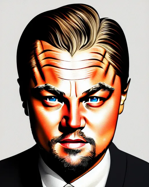 Image similar to painting portrait of leonardo dicaprio as a carp fish, cartoon, warm lighting, leonardo dicaprio has an carp fish body, movie poster, illustration by bartek fedyczak, erak note, tooth wu, neil richards, kan liu, siwoo kim, jisu choe, trending on art station