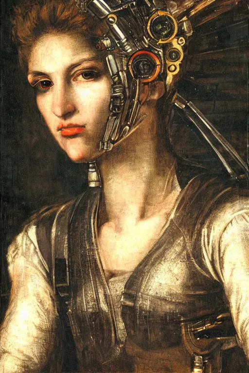 Image similar to a close - up portrait of a cyberpunk cyborg girl, by tintoretto, rule of thirds