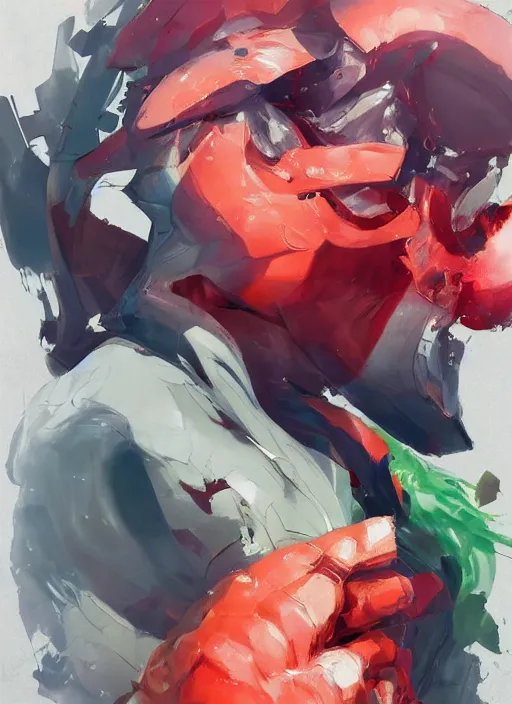 Prompt: semi reallistic gouache gesture painting, by yoshitaka amano, by ruan jia, by Conrad roset, by dofus online artists, detailed anime 3d render watermelon monster, watermelon terrible monster, anthropomorphic watermelon, portrait, cgsociety, artstation, rococo mechanical, Digital reality, sf5 ink style, dieselpunk atmosphere, gesture drawn