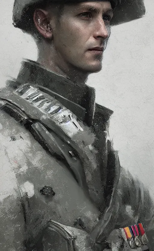 Image similar to Portrait of a royal air force officer, male, detailed face, 20th century, highly detailed, cinematic lighting, digital art painting by greg rutkowski