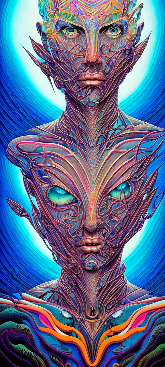 Image similar to android jones alex grey android jones alex grey mark cooper, artgerm artstation award winning photorealistic detailed hypervivid intense fantasy concept art, hypervivid intense mcbess, the sea by dan mumford