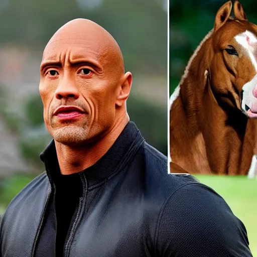 Prompt: the rock says he would like to be Megan the stallions dog