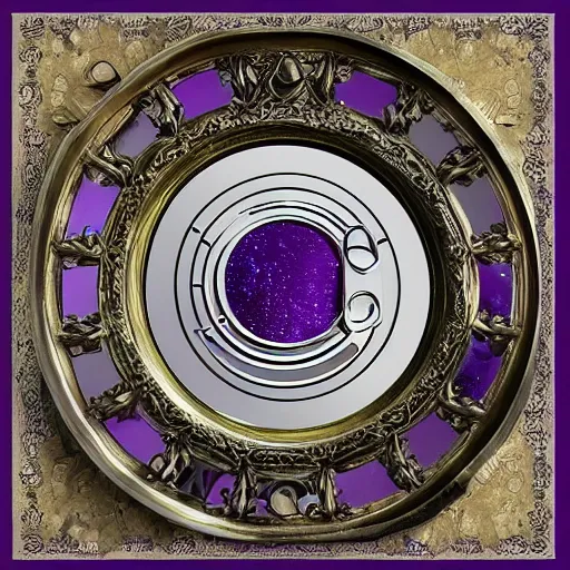 Image similar to a mirror in the shape of an antique silver tray shooting purple magic, d & d bestiary picture, digital art