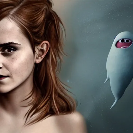 Image similar to emma watson as casper the flying ghost in the style of pixar