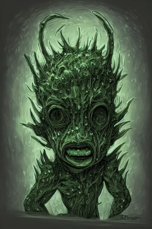 Image similar to a humanoid goblin broccoli monster, symmetrical, digital art, sharp focus, trending on art station, anime