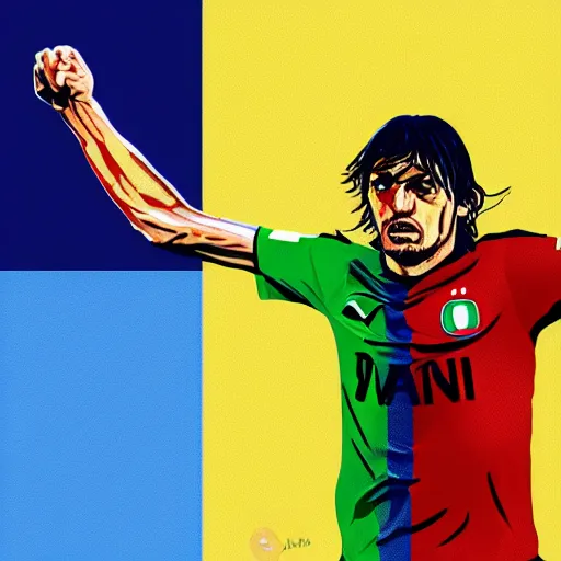 Prompt: paolo maldini italia, digital art