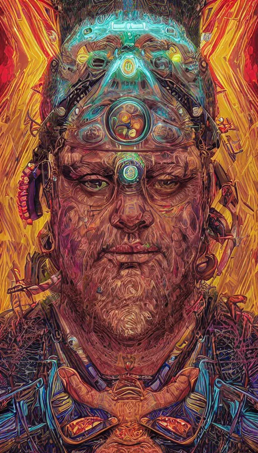 Prompt: portrait of a digital shaman, by dan mumford,