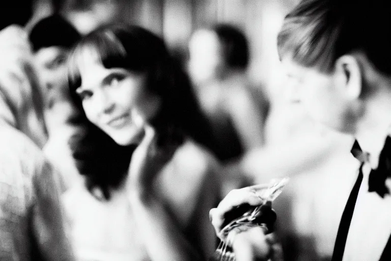 Prompt: candid close up of one guest at a party at the great gatsby's house, grainy, tri - x 4 0 0 tx