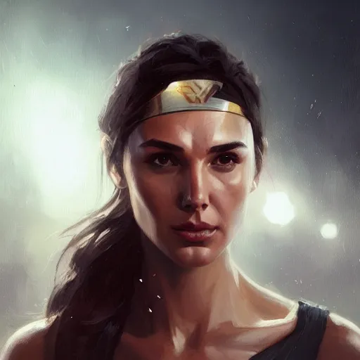 Image similar to “ portrait of gal gadot by greg rutkowski, young, attractive, highly detailed portrait, scifi, digital painting, artstation, concept art, smooth, sharp foccus ilustration, artstation hq ”