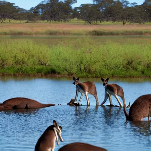 Image similar to futuristic dam holding kangaroos back