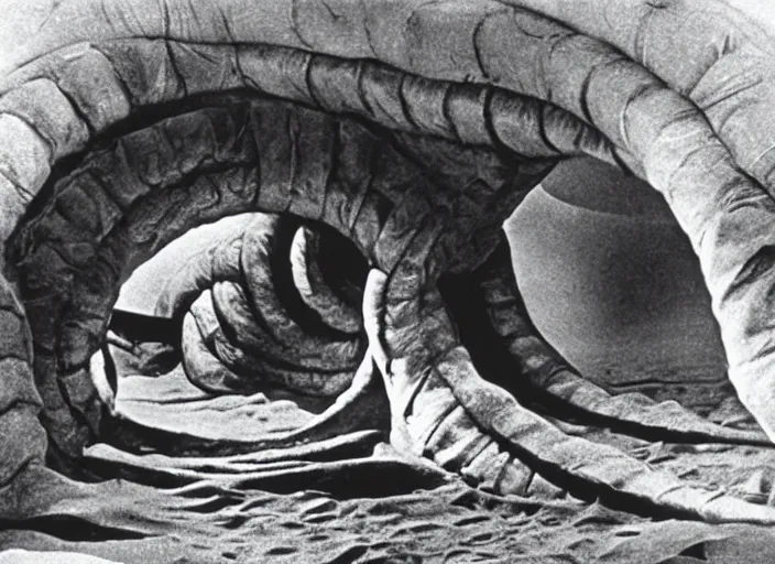 Image similar to sandworm scene from the 1 9 3 4 science fiction film dune