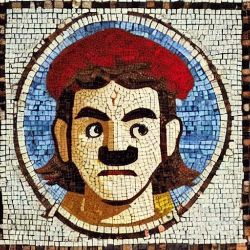 Image similar to mario in a ancient greek mosaic