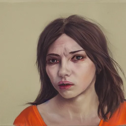 Prompt: portrait, hyper realistic, woman with orange eyes, 50mm