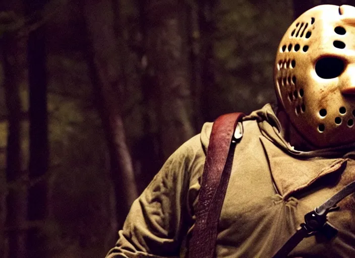 Image similar to ted cruz as jason voorhees, movie still, from the new friday the 1 3 th movie, 8 k, realistic