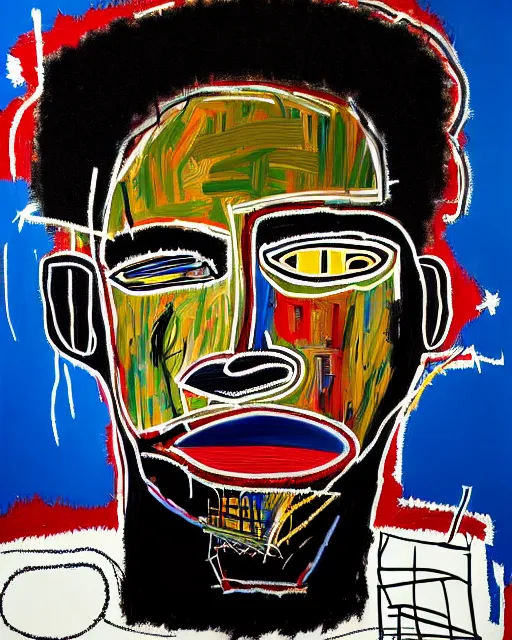 Image similar to A extremely highly detailed majestic hi-res beautiful immaculate head and shoulders award winning painting masterpiece of the face of a strong black african man by Jean-Michel Basquiat, 8k, high textures, hyper sharp, insanely detailed and intricate, super detailed, 8k HDR high quality