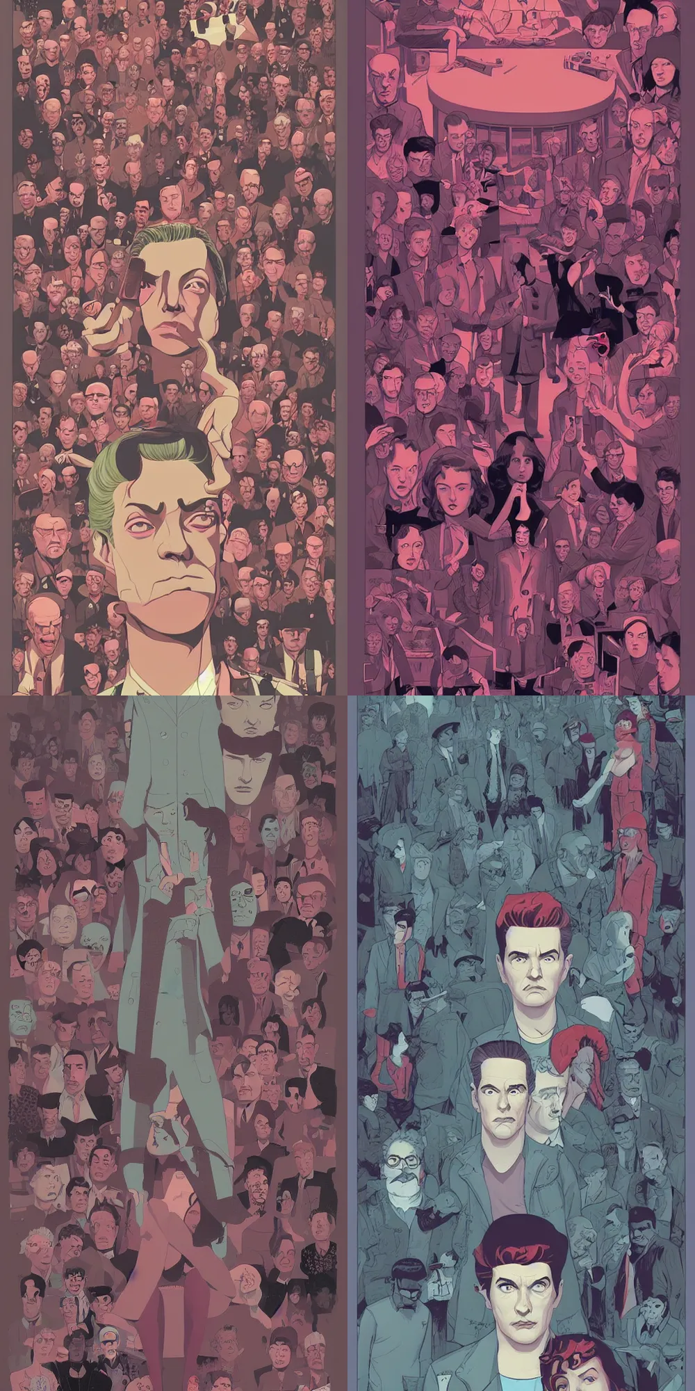 Prompt: Surreal Twin Peaks comic artwork by Tomer Hanuka