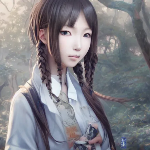 Image similar to ultra-detailed, amazing details, grayish palette, HD semirealistic anime CG concept art digital painting of a Japanese schoolgirl, by a Chinese artist at ArtStation, by Huang Guangjian, Fenghua Zhong, Ruan Jia, Xin Jin and Wei Chang. Realistic artwork of a Chinese videogame, gentle an harmonic colors.