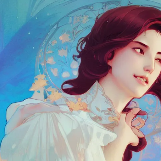 Prompt: The smile of the swan prince, highly detailed, digital painting, artstation, concept art, smooth, sharp focus, illustration, art by artgerm and alphonse mucha, high definition digital art, in the style of Ross tran and ilya kuvshinov