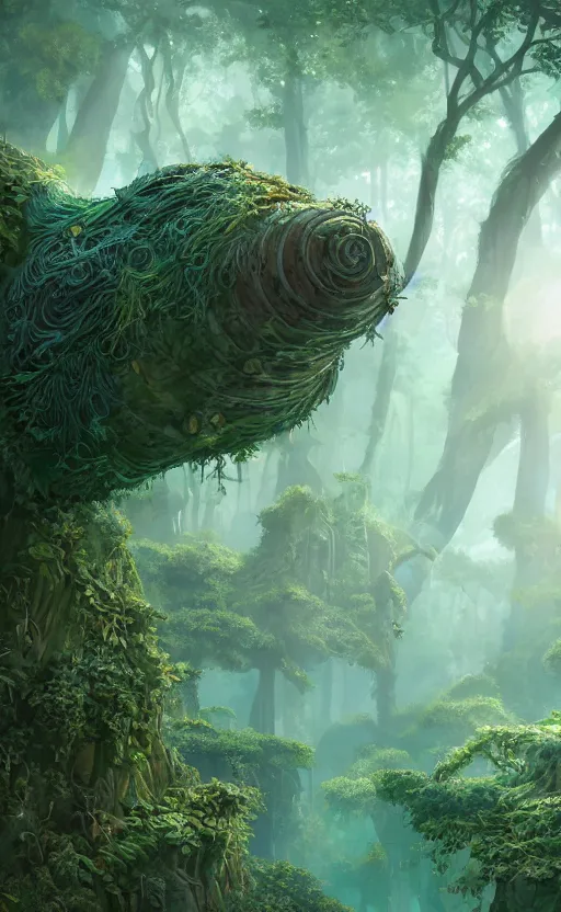 Prompt: microscopic tardigrade, microbiology, magical forest, ruins, civilization, vegetation, mayan, futuristic, sharp focus, electric, backlight, furry, soft, concept art, intricate details, highly detailed, photorealistic, disney pixar, james gilleard, moebius, print, iridescent, global illumination, anime, game art