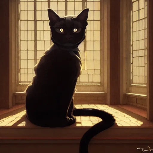 Prompt: Portrait of cat in empty room, dark fantasy, intricate, elegant, highly detailed, digital painting, artstation, concept art, smooth, sharp focus, illustration, art by artgerm and greg rutkowski and alphonse mucha