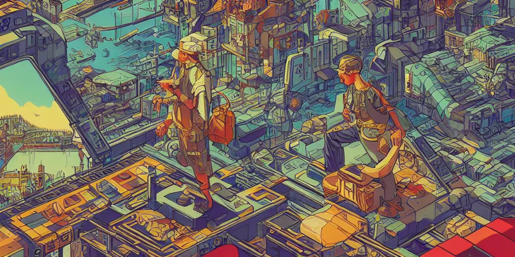 Image similar to game boy, italian futurism, da vinci, Dan Mumford, Josan Gonzalez