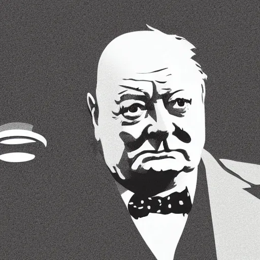 Prompt: Winston Churchill waiting for a cup of coffee in Starbucks, digital art