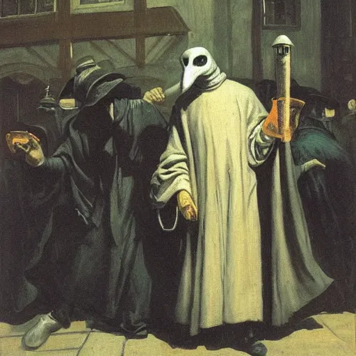 Prompt: plague doctor by edwin austin abbey