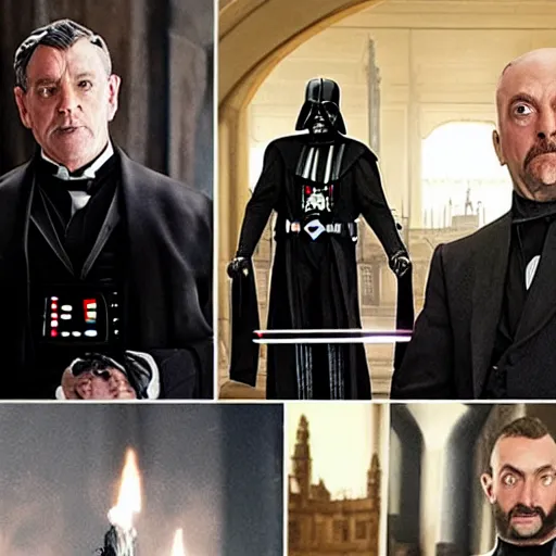 Prompt: Darth Vader and Darth Maul star in Downton Abbey