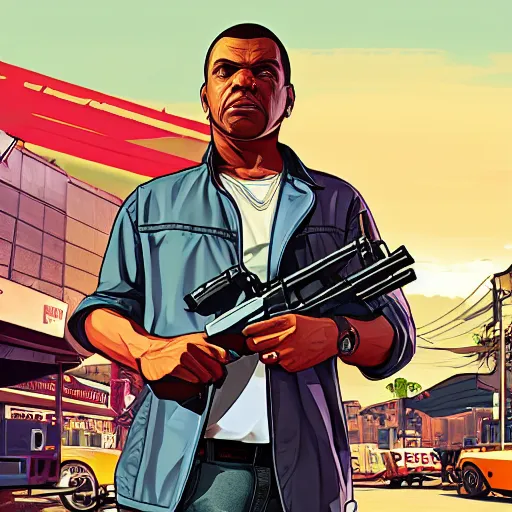 Prompt: Grand Theft Auto 5 artwork of Dharr Man