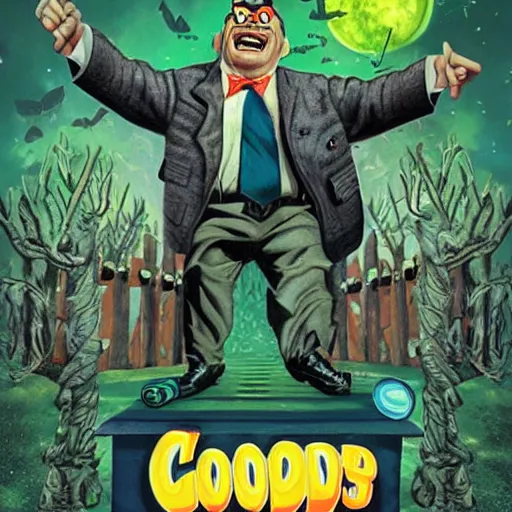 Image similar to goosebumps book cover, tim jacobus art, a mean mailman