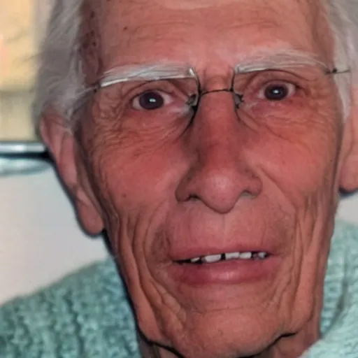 Image similar to A photograph of old Jerma985 in his eighties who looks like Jerma985 wearing a sweater in the 2010s, Jerma985, looks like Jerma985, taken in the late 2010s, taken on a 2010s Camera, realistic, hyperrealistic, very realistic, highly detailed, very detailed, extremely detailed, detailed, digital art, trending on artstation, headshot and bodyshot, detailed face, very detailed face