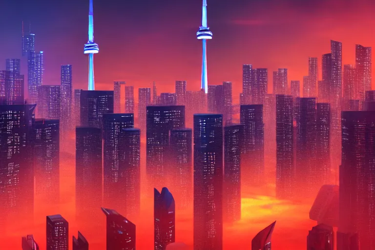 Prompt: HD photo of the city of Toronto in the style of Blade Runner 2049, cyberpunk, scifi, cinematic, film, 8k