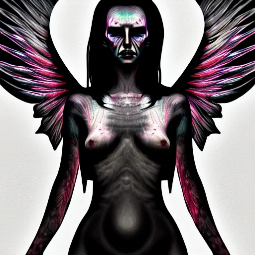 Image similar to half angel half demon, 4 k, digital art, highly detailed